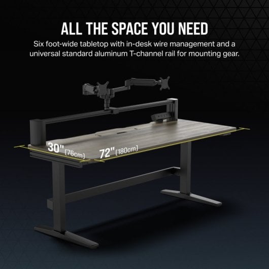 Corsair Platform:6 Table élévatrice électrique avec support pour écran 180 x 76 cm Bois