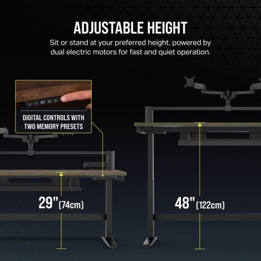 Corsair Platform:6 Table élévatrice électrique avec support pour écran 180 x 76 cm Bois