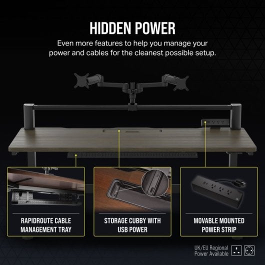 Corsair Platform:6 Table élévatrice électrique avec support pour écran 180 x 76 cm Bois