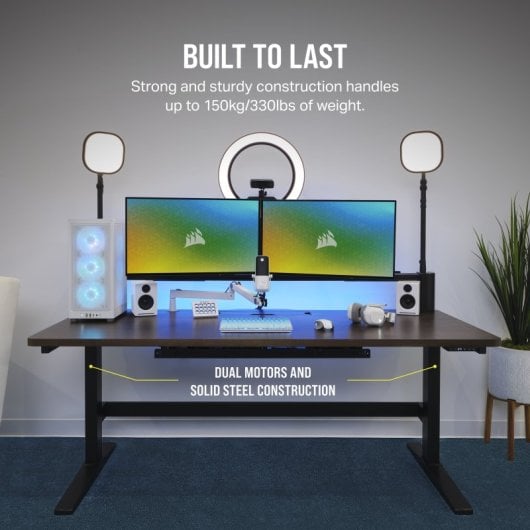 Corsair Platform:6 Table élévatrice électrique avec support pour écran 180 x 76 cm Bois