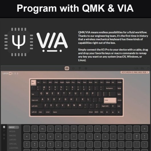 Keychron K3 Max Teclado Mecánico Gaming RGB Gateron Red Hot-Swap Gris
