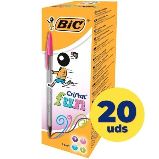 Bic Cristal Fun Caja de Bolígrafos Tinta de Aceite  20 Unidades Colores Surtidos