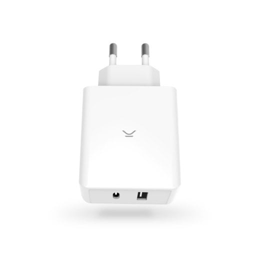 Caricabatterie di rete Ksix Gan da 65 W, Pps, Power Delivery, ricarica ultra veloce, compatibile con laptop e dispositivi mobili, 1xUSB-A + 1xUSB-C, Bianco