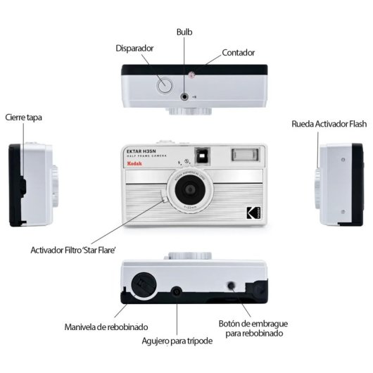 Kodak Ektar H35N Pack Câmara Analógica 35mm Black + Filme Ultramax 24 Exposições