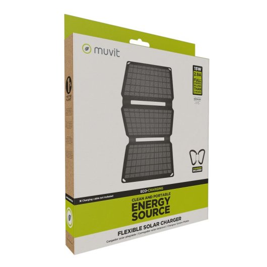 Muvit For Change Carregador Solar Dobrável 15W Preto
