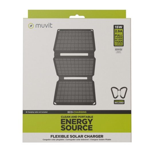 Muvit For Change Carregador Solar Dobrável 15W Preto