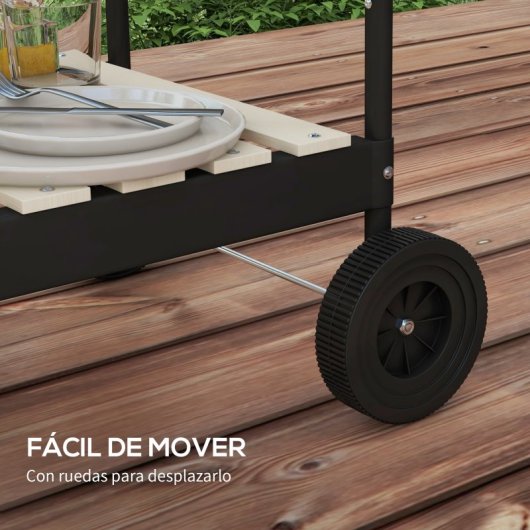 Outsunny Grelhador a Carvão Com Rodas Grelha Ajustável Em Altura Vermelho