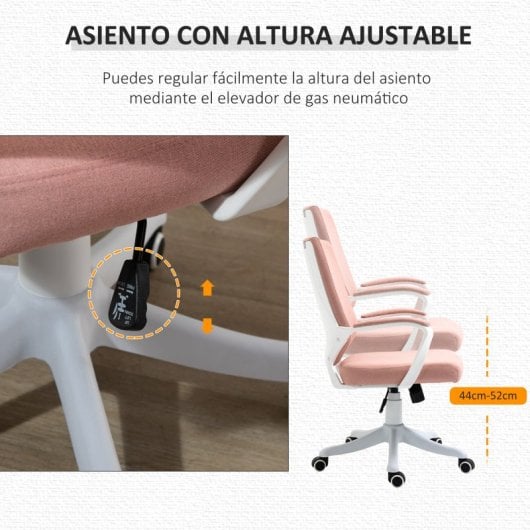 Vinsetto Silla De Oficina Giratoria Con Reposabrazos 62x69x92-100 Cm Rosa
