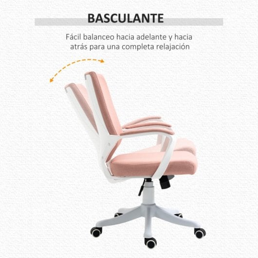 Vinsetto Silla De Oficina Giratoria Con Reposabrazos 62x69x92-100 Cm Rosa