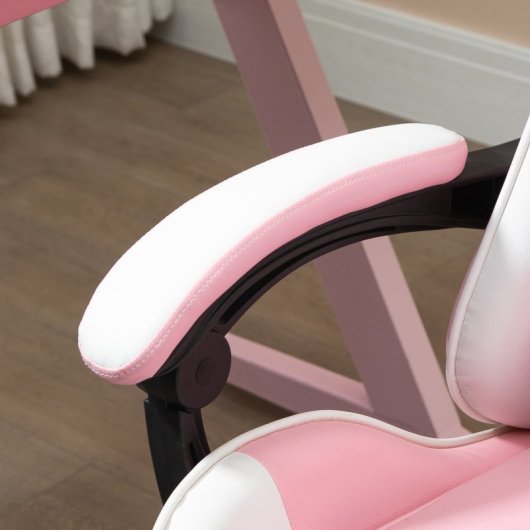 Vinsetto Silla Gaming Reclinable Reposacabezas Reposapiés 64x67x119-127 Cm Rosa