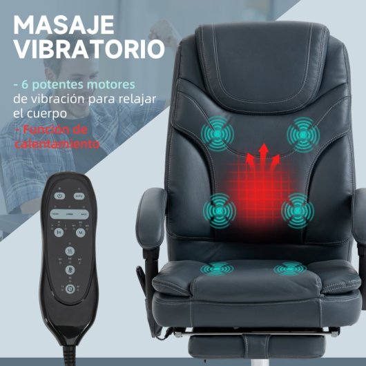 Cadeira de massagem reclinável Vinsetto com 6 pontos de vibração 67x67x113-121 cm