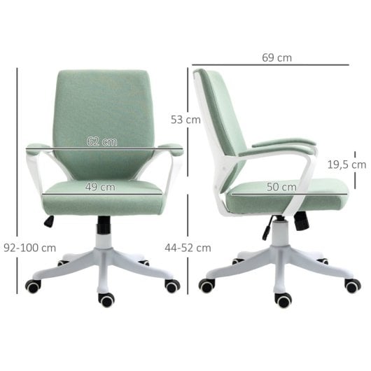 Vinsetto Silla De Oficina Giratoria Con Reposabrazos 62x69x92-100 Cm Verde