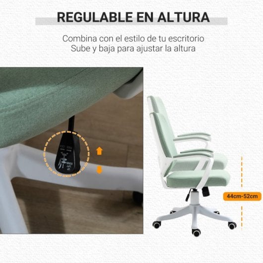 Vinsetto Silla De Oficina Giratoria Con Reposabrazos 62x69x92-100 Cm Verde
