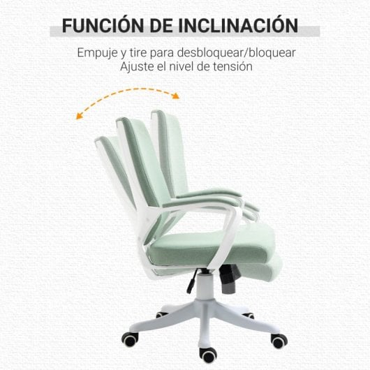 Vinsetto Silla De Oficina Giratoria Con Reposabrazos 62x69x92-100 Cm Verde