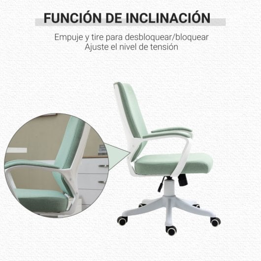 Vinsetto Silla De Oficina Giratoria Con Reposabrazos 62x69x92-100 Cm Verde