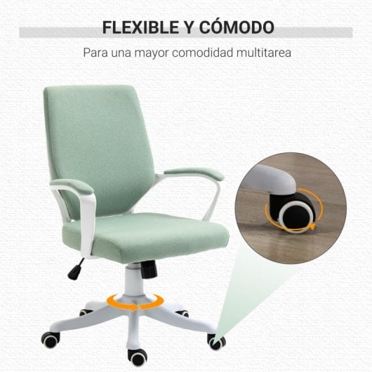 Vinsetto Silla De Oficina Giratoria Con Reposabrazos 62x69x92-100 Cm Verde