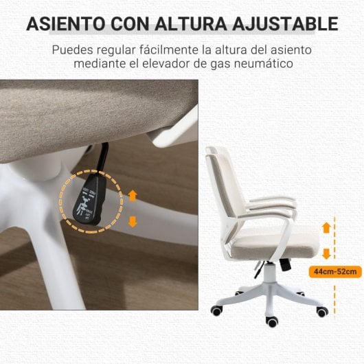 Vinsetto Silla De Oficina Giratoria Con Reposabrazos 62x69x92-100 Cm Beige