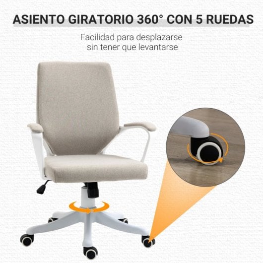 Vinsetto Silla De Oficina Giratoria Con Reposabrazos 62x69x92-100 Cm Beige