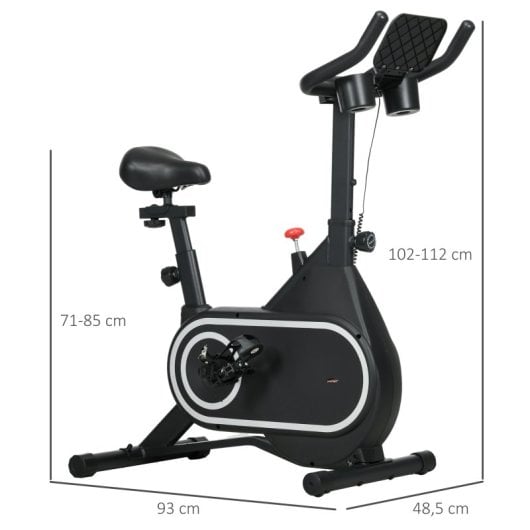 Sportnow Bicicleta Estática Con Ruedas Asiento Y Manillar Ajustables Negro