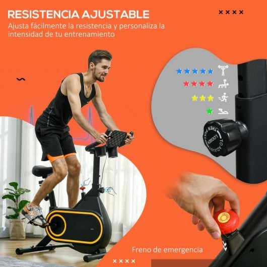 Sportnow Bicicleta Estática Con Ruedas Asiento Y Manillar Ajustables Negro