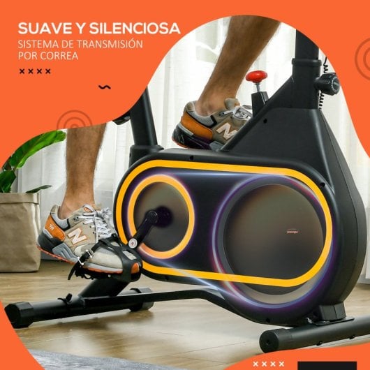 Sportnow Bicicleta Estática Con Ruedas Asiento Y Manillar Ajustables Negro