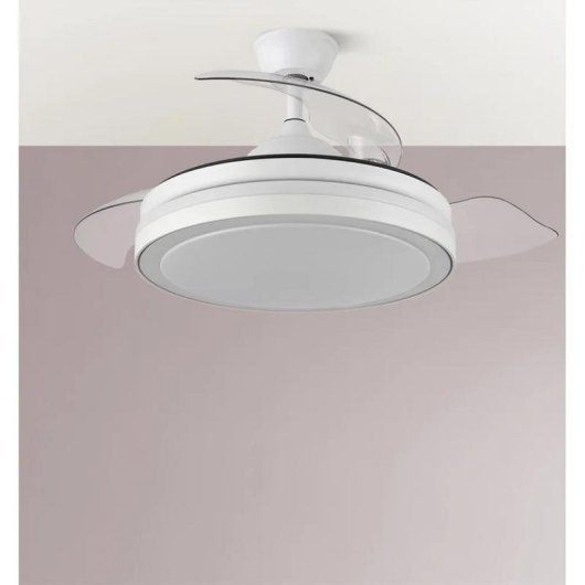 Fabrilamp Esparta Ventilador de Techo con Aspas Retráctiles y Luz LED 59W Blanco
