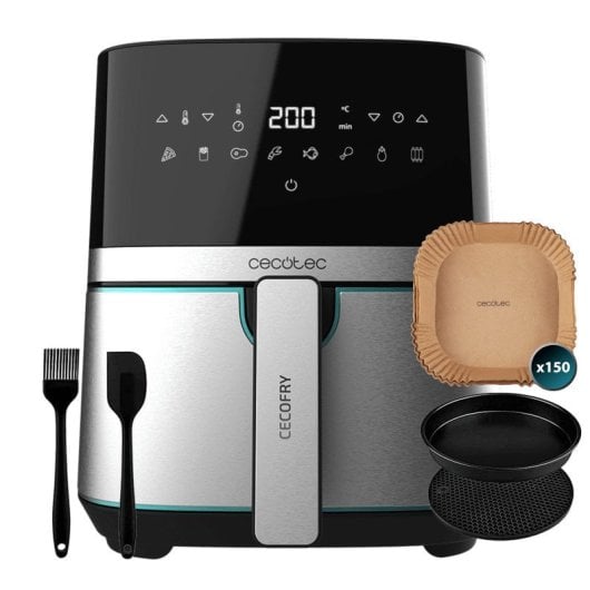 Cecotec Pack Cecofry Full Inox 5500 Pro Freidora de Aire 5.5L + Cecofry Paper Tamaño S 150 Papeles
