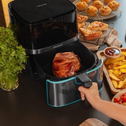 Cecotec Pack Cecofry Full Inox 5500 Pro Freidora de Aire 5.5L + Cecofry Paper Tamaño S 150 Papeles