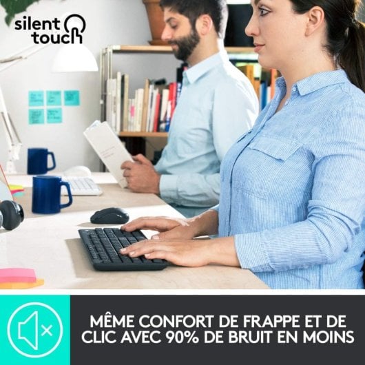 Logitech MK295 Silent Wireless Combo de Ratón y Teclado Inalámbrico Negro Teclado AZERTY Francés