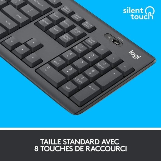 Logitech MK295 Tastiera wireless silenziosa Mouse combinato incluso Wireless RF AZERTY Grafite francese