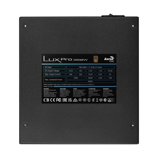 Aerocool LUXPRO850 Fonte de Alimentação 850W 80Plus Bronze +88% ATX3.0 Pcie5.0
