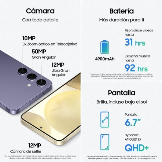 Samsung Galaxy S24 Plus 12/256GB Violeta Cobalt Libre Reacondicionado