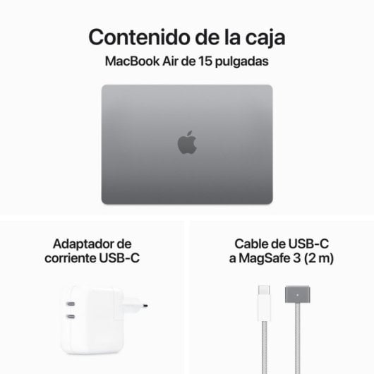 Apple MacBook Air Computer portatile 38,9 cm (15.3") Apple M M3 8 GB 256 GB SSD Wi-Fi 6E (802.11ax) macOS Sonoma Grigio