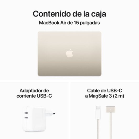 Apple MacBook Air Apple M3/16GB/512GB SSD/GPU 10 Núcleos/15.3" Blanco Estrella