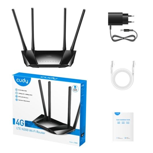 Cudy LT400 Router Inalámbrico 4G LTE 300Mbps Negro