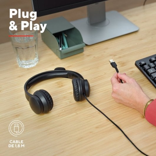 Trust HS-201 Headset USB com Microfone Preto