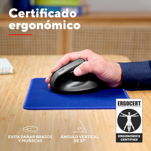 Trust Bayo+ Ratón Vertical Inalámbrico 2400 DPI Negro