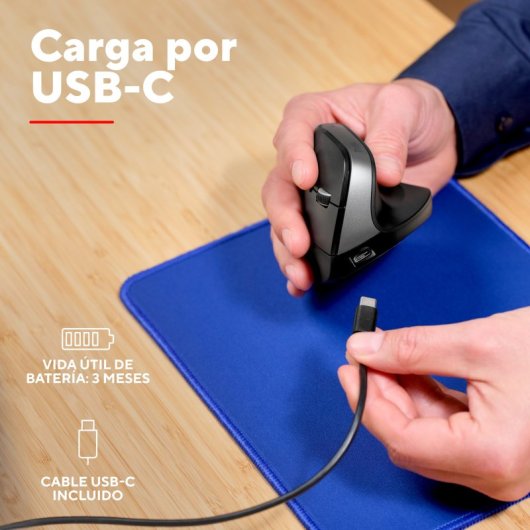 Trust Bayo+ Ratón Vertical Inalámbrico 2400 DPI Negro