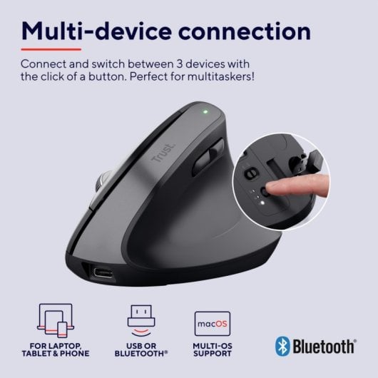 Trust Bayo+ mouse Mano destra RF senza fili + Bluetooth Ottico 2400 DPI