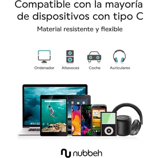 Nubbeh Metal Soul Adaptador Digital USB-C a Mini Jack 3,5mm Gris Metal Nylon