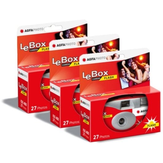 AgfaPhoto LeBox Flash Pack 3X Einwegkamera mit Blitz für 27 Fotos