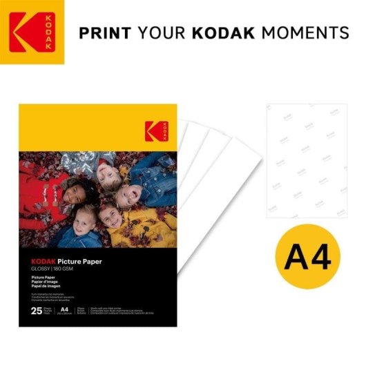 Fotopapier Kodak 9891624 Glänzend A4 180g 25 Blatt Inkjet