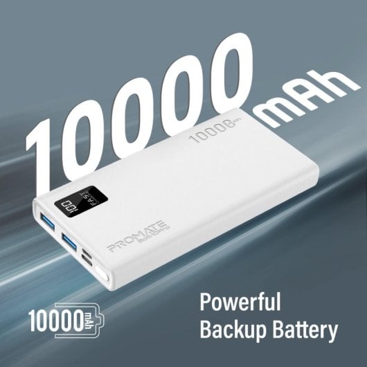 Promate Bolt-10Pro Powerbank 10000mAh 2xUSB e USB-C Branco