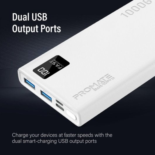 Promate Bolt-10Pro Powerbank 10000mAh 2xUSB e USB-C Branco