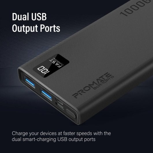 Promate Bolt-10Pro Powerbank 10000mAh 2xUSB e USB-C Preto