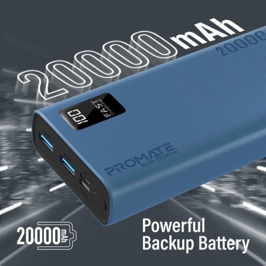 Promate Bolt-20Pro Powerbank 20000mAh 2xUSB e USB-C Azul