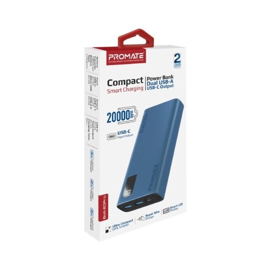 Promate Bolt-20Pro Powerbank 20000mAh 2xUSB e USB-C Azul