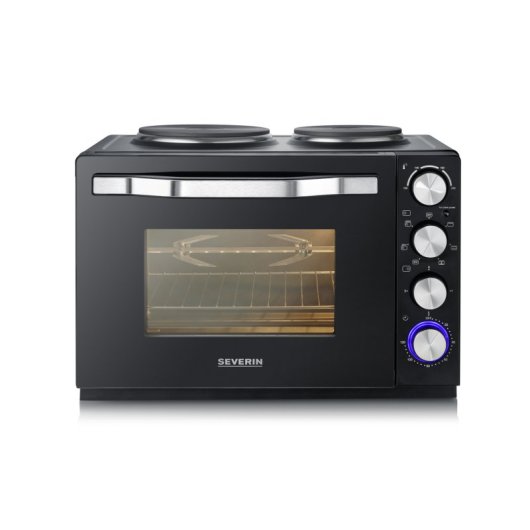 Severin TO 2074 Toasterofen mit Kochfeld, 2500 W, 30 l, Schwarz