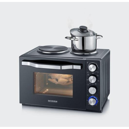 Severin TO 2074 Toasterofen mit Kochfeld, 2500 W, 30 l, Schwarz