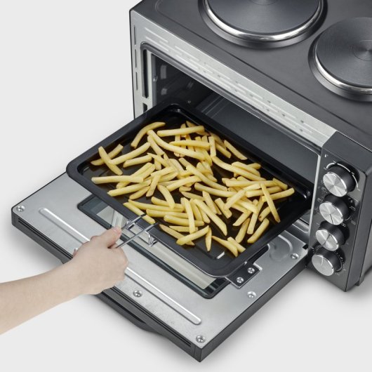 Severin TO 2074 Toasterofen mit Kochfeld, 2500 W, 30 l, Schwarz